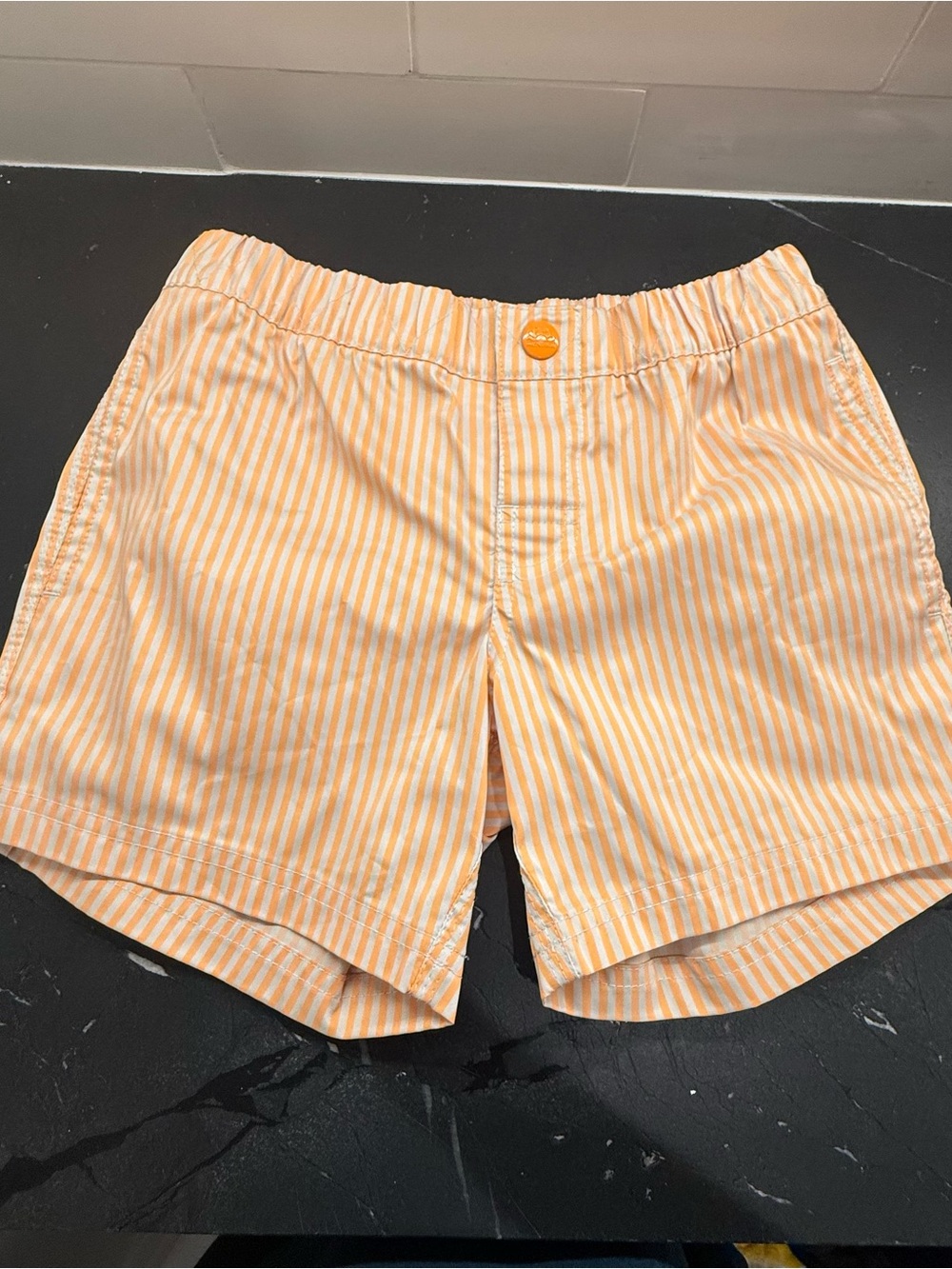 Sundek Pale Orange Striped Swim Shorts with Red-Orange Piping - Picture 2 of 6